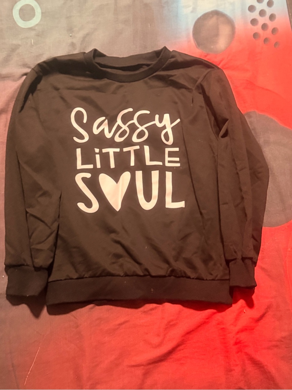 SHEIN Black Kids Sweatshirt with White "Sassy Little Soul" Graphic
